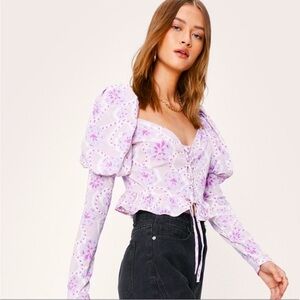 Nasty Gal puff sleeve lace up cropped top NWT 🌺5 for $30